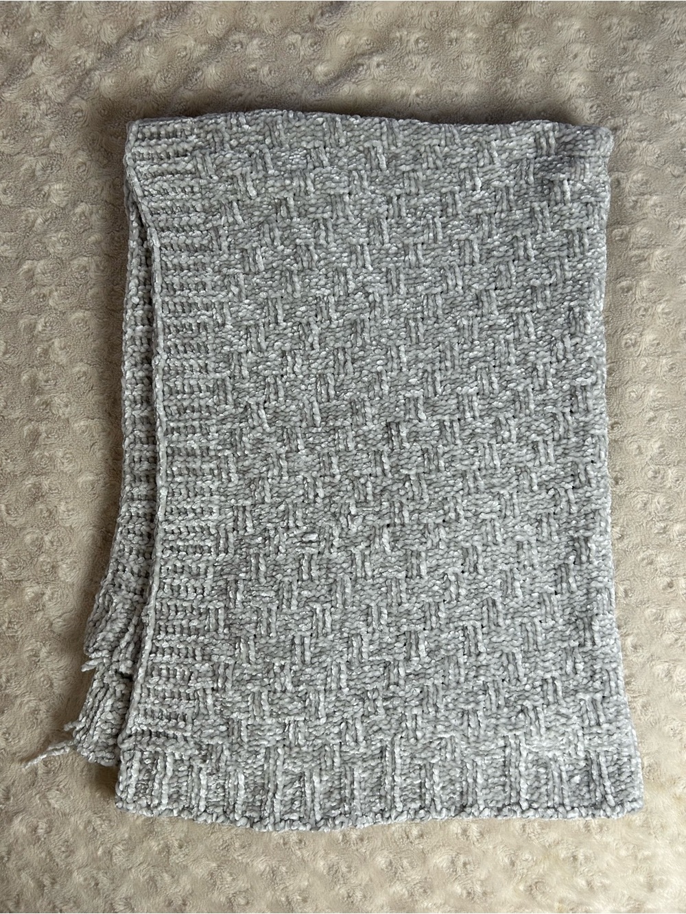 Little Journey Aldi Gray Chenille Baby Blanket Lovey Soft Plush Sweater Knit